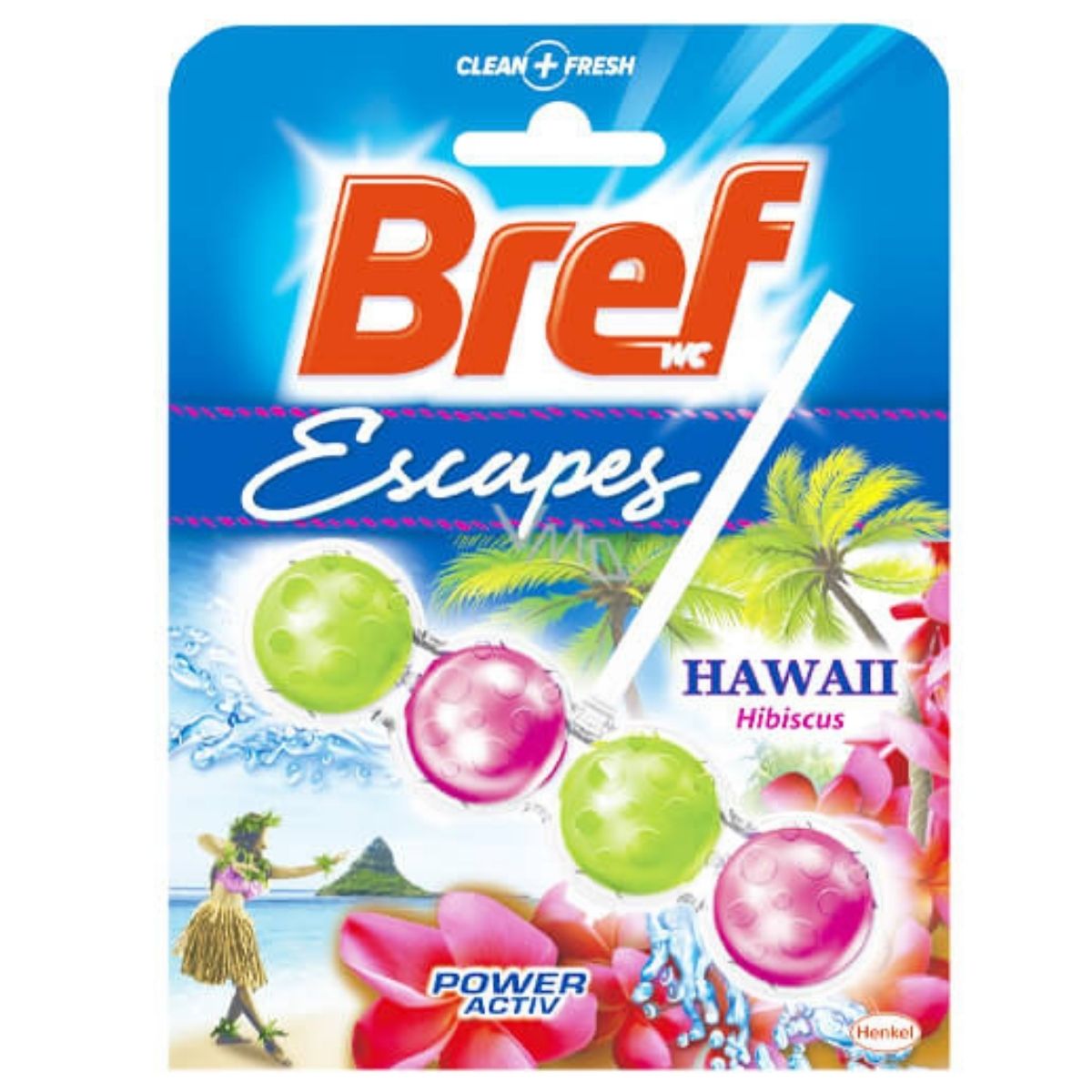 Bref Power Active Escapes Hawaii Sensation 50 ml – μπλοκ λεκάνης με άρωμα εξωτικό και φρέσκια τουαλέτα