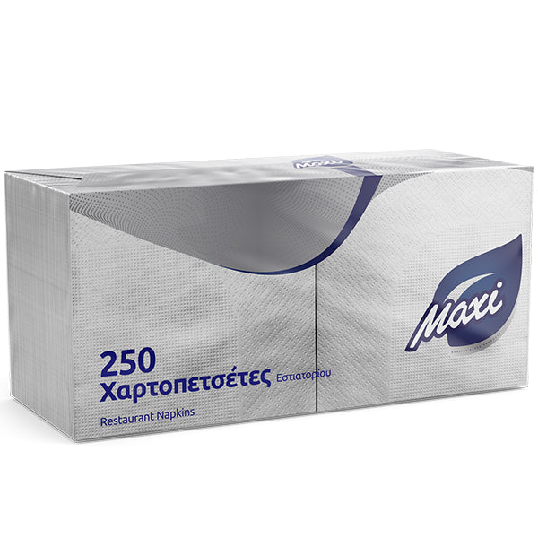 Χαρτοπετσέτα Maxi 24×24 cm λευκή – 250 τεμάχια