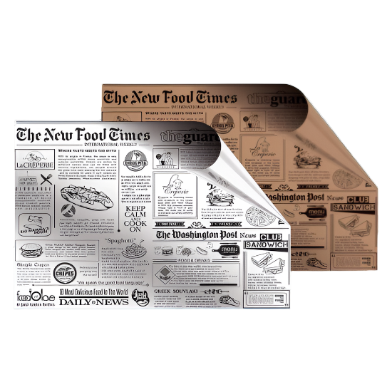 Φύλλο βέζεταλ “newspaper” 10kg — για συσκευασία τροφίμων με σχέδιο τύπου εφημερίδας