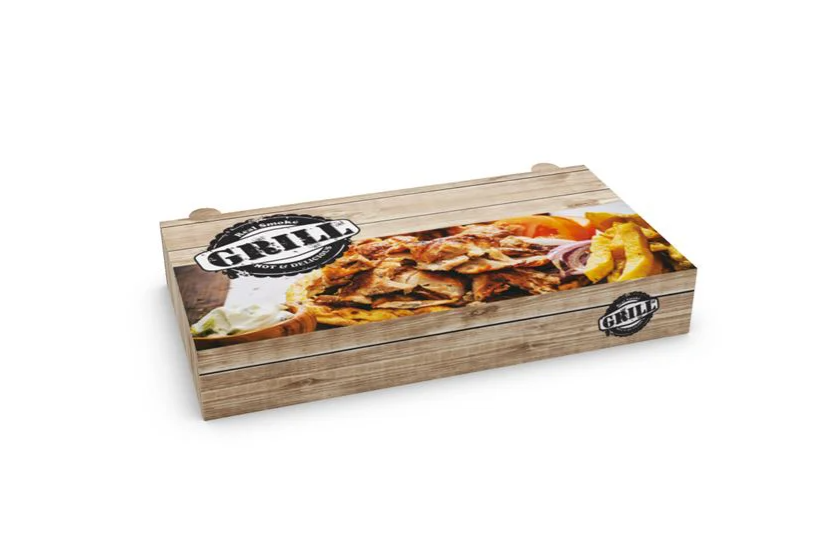 Κουτί μερίδας διπλή 28x15x4.3 μεταλλιζέ grill