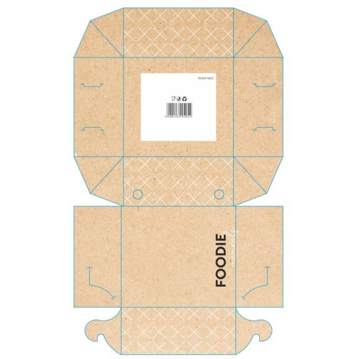 Κουτί πατάτα μικρό 12,2×11,5×5 cm kraft foodie – ιδανικό για μεμονωμένες μερίδες πατάτας2