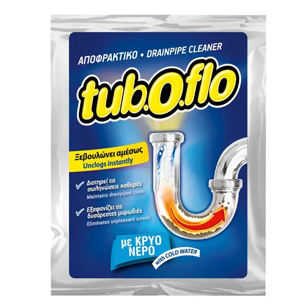 Tuboflo απορρακτικό σκόνη για κρύο νερό 60 gr – ξεβουλώνει σωληνώσεις & εξαφανίζει δυσάρεστες οσμές