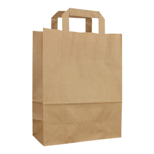 Χάρτινη Σακούλα 18x8x24cm 250τεμ Κραφτ Πλακέ Με Χερούλι
