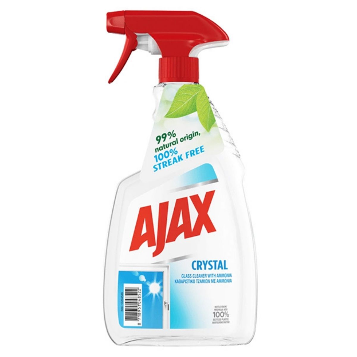 ajax υγρό τζαμιών 750ml με αντλία – καθαριστικό για γυάλινες και λείες επιφάνειες