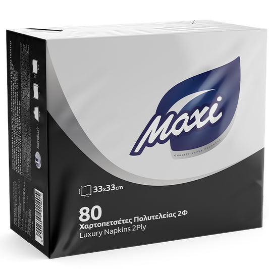 Χαρτοπετσέτα πολυτελείας 2-φύλλο 33×33 cm – 80 τεμάχια
