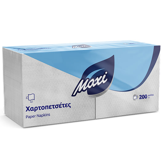 Χαρτοπετσέτα Maxi 28×30 cm λευκή – σετ 200 τεμαχίων

