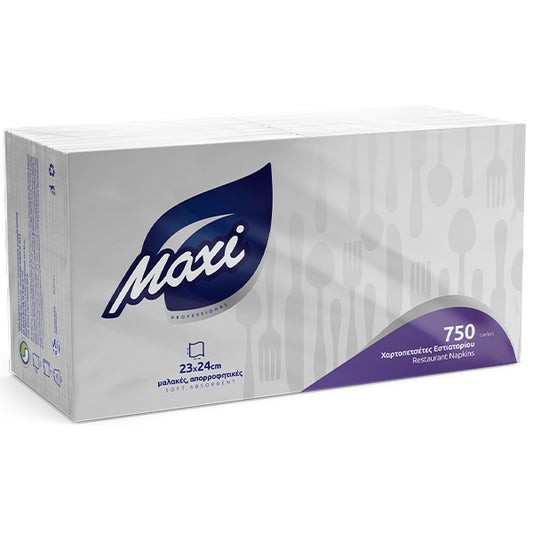 Χαρτοπετσέτα Maxi 23×24 cm λευκή – 750 τεμ
