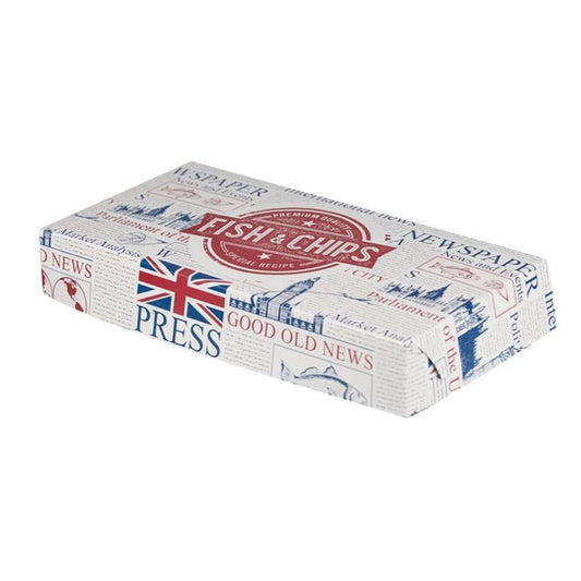 Κουτί συσκευασίας ψαριού Fish & Chips 31x15.5x5 μεταλλιζέ