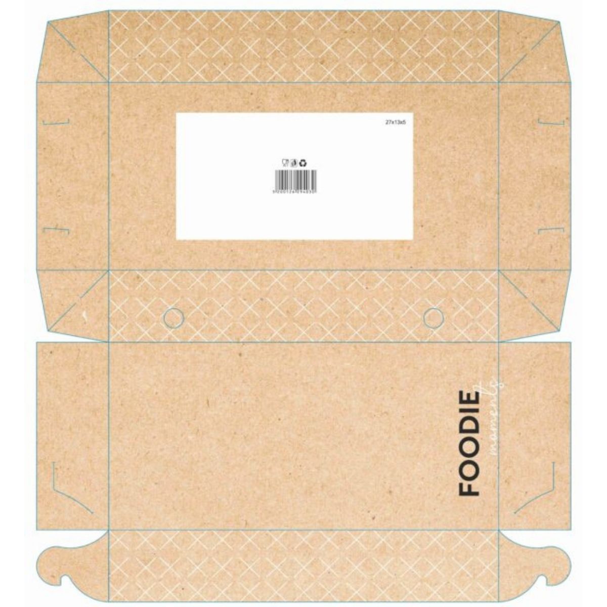 Κουτί μερίδα μεγάλο 27×13×5 cm κραφτ Foodie – ιδανικό για μερίδες & street food
