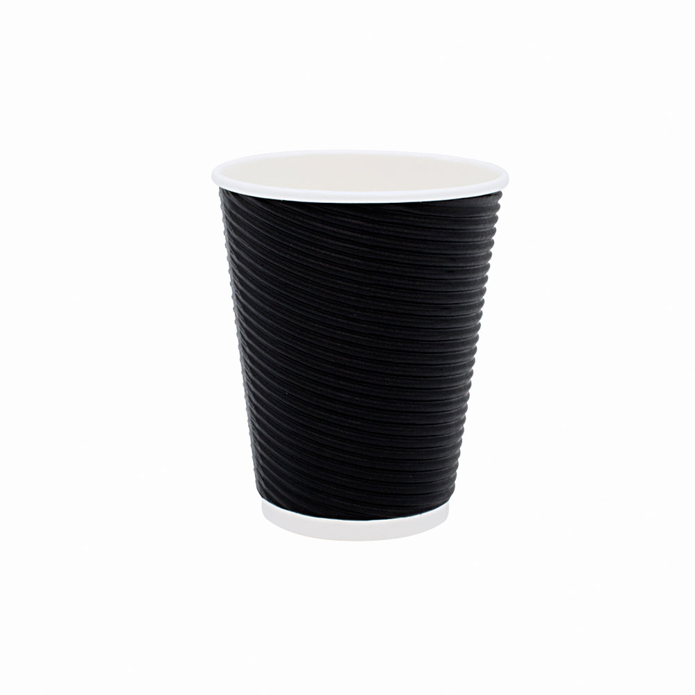 Χάρτινο ποτήρι μαύρο Ripple DW 8oz για ζεστά ροφήματα

