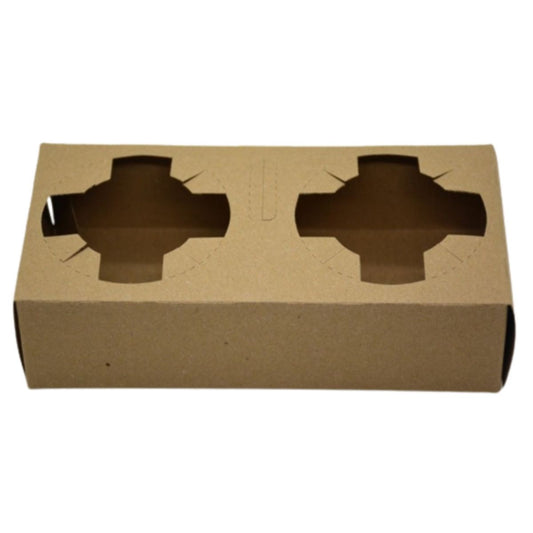 Ποτηροθήκες 2 θέσεων kraft — μεταφορά δύο ποτηριών με οικολογικό υλικό
