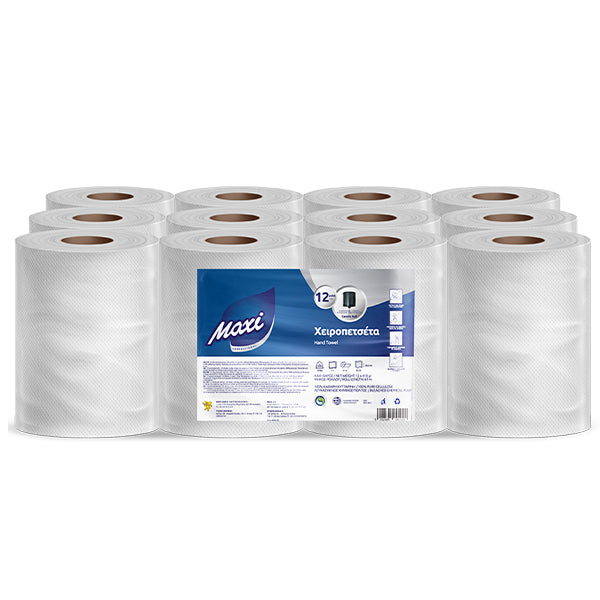 Χαρτί κουζίνας 2-φύλλο γκοφρέ Maxi 12×450 gr – επαγγελματικό ρολό για χονδρική
