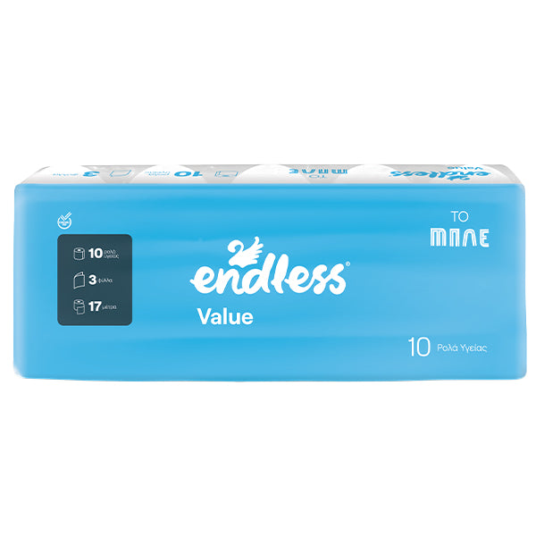 Χαρτί υγείας Endless 3 φύλλο – 10 ρολά × 85 gr/ρολό
