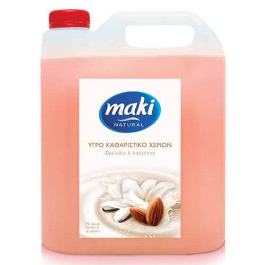 Maki υγρό κρεμοσάπουνο Βανίλια Αμύγδαλο 4lt - Ιδανικό για επαγγελματίες , επαγγελματική συσκευασία