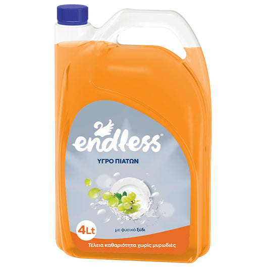 Endless υγρό πιάτων με φυσικό ξύδι 4 lt – οικονομική συσκευασία
