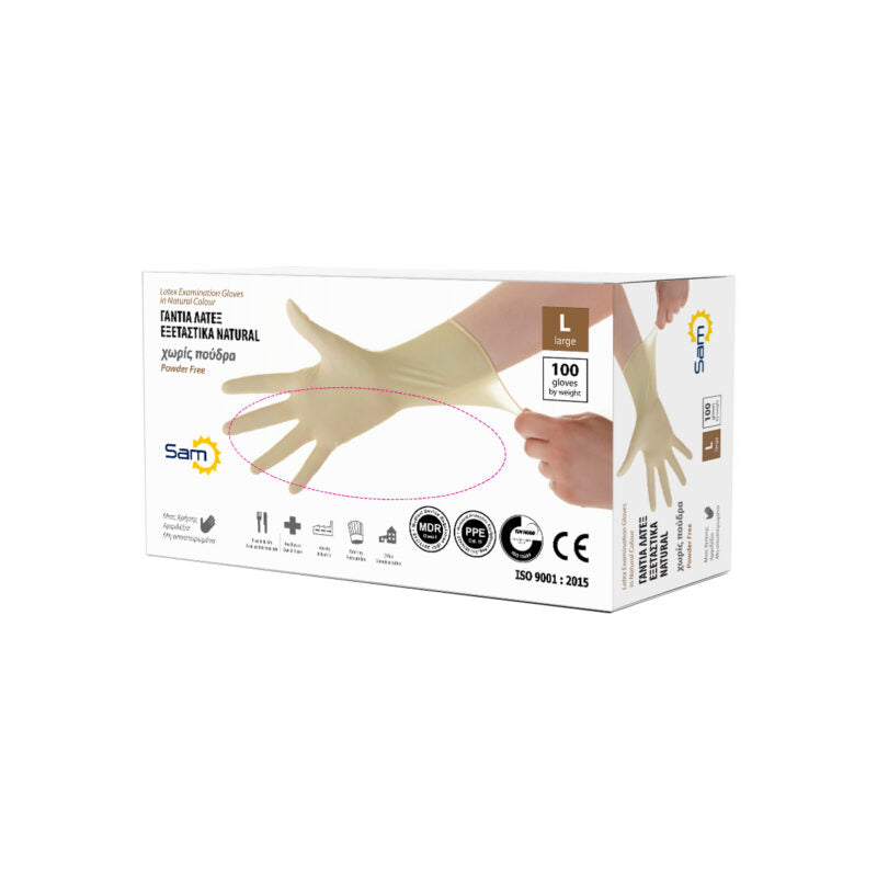 Γάντια λάτεξ λευκά L – Emporico