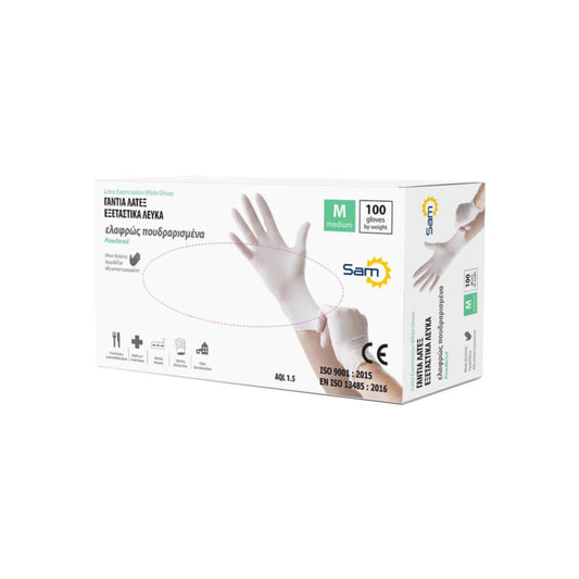 Γάντια λάτεξ λευκά M – Emporico